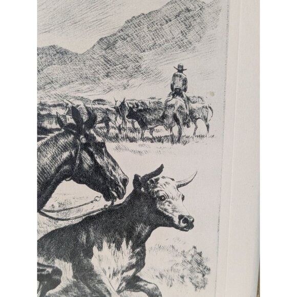 Framed Cowboy Art Print "Heading Them Off" By R.H. Palenske Wood Frame - Picture 12 of 16
